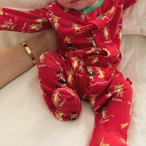 Magnetic Me Rollicking Reindeer Holiday Modal Magnetic Footie Size Newborn